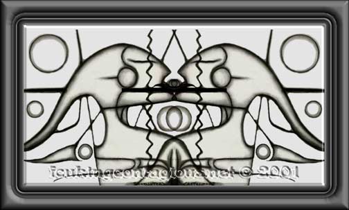 "French Kiss " Graphic Artist: Salomé - 2001, inspired by one of Randy Castillo drawing "Space Girl"