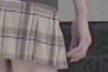 Olive Angel Shell, Tan Plaid Pleat Skirt